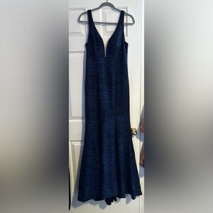 Navy Glitter Prom Dress